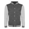 Just Hoods AWJH043 Varsity férfi pamut dzseki - Charcoal/Heather Grey