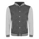 Just Hoods AWJH043 Varsity férfi pamut dzseki - Charcoal/Heather Grey