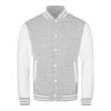 Just Hoods AWJH043 Varsity férfi pamut dzseki - Heather Grey/White