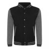 Just Hoods AWJH043 Varsity férfi pamut dzseki - Jet Black/Charcoal