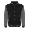 Just Hoods AWJH043 Varsity férfi pamut dzseki - Jet Black/Charcoal