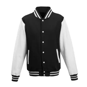  Just Hoods AWJH043 Varsity férfi pamut dzseki - Jet Black/White