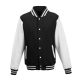 Just Hoods AWJH043 Varsity férfi pamut dzseki - Jet Black/White