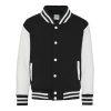 Just Hoods AWJH043J Varsity gyerek pamut patentos pulóver - Jet Black/White