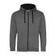 Just Hoods AWJH053 Varsity pamut cipzáros kapucnis pulóver - Charcoal Grey/Jet Black