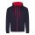 Just Hoods AWJH053 Varsity pamut cipzáros kapucnis pulóver - New French Navy/Fire Red