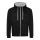 Just Hoods AWJH053 Varsity pamut cipzáros kapucnis pulóver - Jet Black/Heather Grey