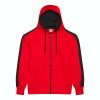 Just Hoods AWJH066 Sports cipzáros kapucnis pulóver - Fire Red/Jet Black