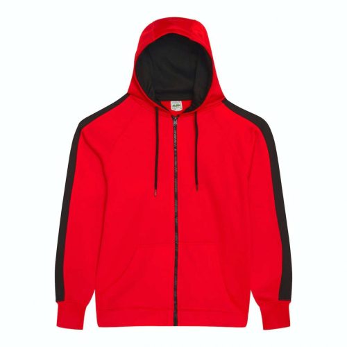 Just Hoods AWJH066 Sports cipzáros kapucnis pulóver - Fire Red/Jet Black
