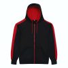 Just Hoods AWJH066 Sports cipzáros kapucnis pulóver - Jet Black/Fire Red