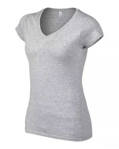 Gildan GIL64V00 Softstyle női V-nyakú póló - RS Sport Grey
