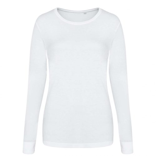 Just Ts JT002F női hosszú ujjú Tri-Blend póló - Solid White