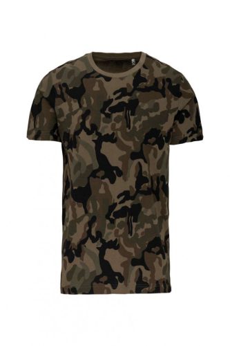 Kariban KA3030 férfi rövid ujjú terepmintás póló - Olive Camouflage