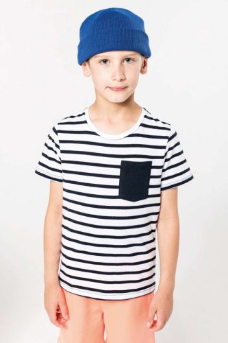 Kariban KA379 KIDS' STRIPED SHORT SLEEVE SAILOR T-SHIRT WITH POCKET 12/14
