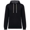 Kariban KA4013 Contrast mintás pamut unisex kapucnis pulóver - Black/Mexican Skull