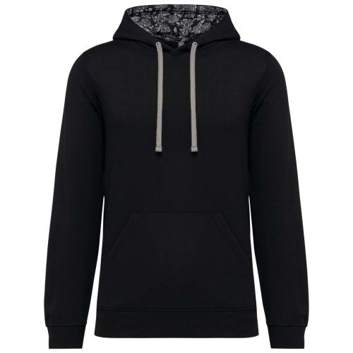 Kariban KA4013 Contrast mintás pamut unisex kapucnis pulóver - Black/Mexican Skull