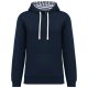 Kariban KA4013 Contrast mintás pamut unisex kapucnis pulóver - Navy/Mariniere