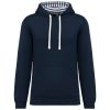 Kariban KA4013 Contrast mintás pamut unisex kapucnis pulóver - Navy/Mariniere
