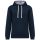 Kariban KA4013 Contrast mintás pamut unisex kapucnis pulóver - Navy/Mariniere