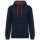 Kariban KA4013 Contrast mintás pamut unisex kapucnis pulóver - Navy/Red Tartan