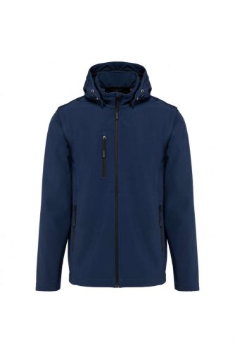 Kariban KA422 uniszex háromrétegű softshell kapucnis dzseki levehető ujjakkal - Navy