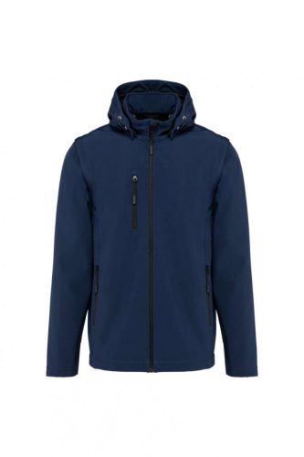 Kariban KA422 uniszex háromrétegű softshell kapucnis dzseki levehető ujjakkal - Navy