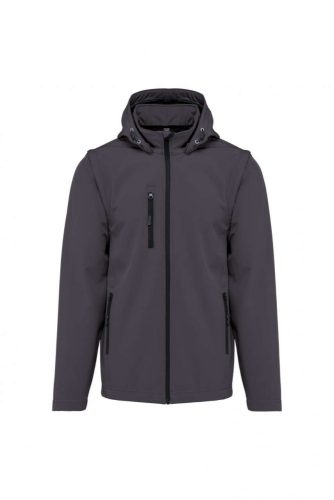 Kariban KA422 uniszex háromrétegű softshell kapucnis dzseki levehető ujjakkal - Titanium