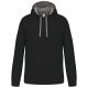 Kariban KA446 Contrast férfi pamut kapucnis pulóver - Black/Fine Grey