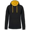 Kariban KA446 Contrast férfi pamut kapucnis pulóver - Black/Yellow
