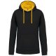 Kariban KA446 Contrast férfi pamut kapucnis pulóver - Black/Yellow