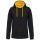Kariban KA446 Contrast férfi pamut kapucnis pulóver - Black/Yellow