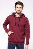 Kariban KA446 Contrast férfi pamut kapucnis pulóver - Fuchsia/Fine Grey