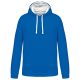 Kariban KA446 Contrast férfi pamut kapucnis pulóver - Light Royal Blue/White