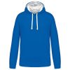 Kariban KA446 Contrast férfi pamut kapucnis pulóver - Light Royal Blue/White