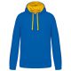 Kariban KA446 Contrast férfi pamut kapucnis pulóver - Light Royal Blue/Yellow