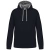 Kariban KA446 Contrast férfi pamut kapucnis pulóver - Navy/Fine Grey