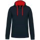 Kariban KA446 Contrast férfi pamut kapucnis pulóver - Navy/Red