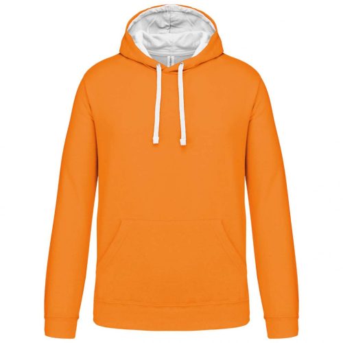 Kariban KA446 Contrast férfi pamut kapucnis pulóver - Orange/White