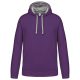 Kariban KA446 Contrast férfi pamut kapucnis pulóver - Purple/Oxford Grey