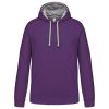 Kariban KA446 Contrast férfi pamut kapucnis pulóver - Purple/Oxford Grey