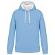 Kariban KA446 Contrast férfi pamut kapucnis pulóver - Sky Blue/White