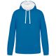 Kariban KA446 Contrast férfi pamut kapucnis pulóver - Tropical Blue/White