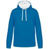 Kariban KA446 Contrast férfi pamut kapucnis pulóver - Tropical Blue/White