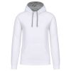 Kariban KA446 Contrast férfi pamut kapucnis pulóver - White/Fine Grey