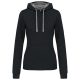 Kariban KA465 Contrast női pamut kapucnis pulóver - Black/Fine Grey