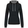 Kariban KA465 Contrast női pamut kapucnis pulóver - Black/Fine Grey