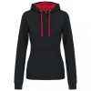 Kariban KA465 Contrast női pamut kapucnis pulóver - Black/Red