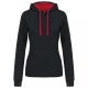 Kariban KA465 Contrast női pamut kapucnis pulóver - Black/Red