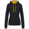Kariban KA465 Contrast női pamut kapucnis pulóver - Black/Yellow