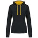 Kariban KA465 Contrast női pamut kapucnis pulóver - Black/Yellow